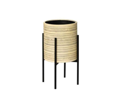 Jalyn Striped Metal Planter with Stand - Image 2