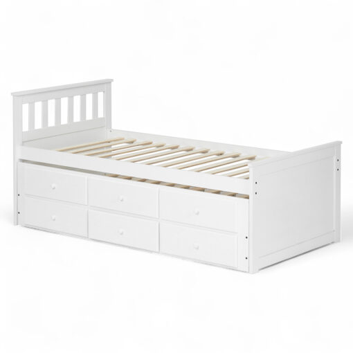 Eleanor Single Size Bed Frame with Pullout & 3 Drawers