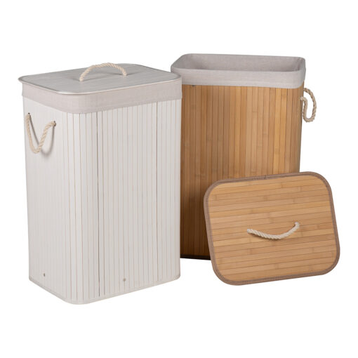 Robie 72L Folding Bamboo Laundry Hamper with Lid - Image 6