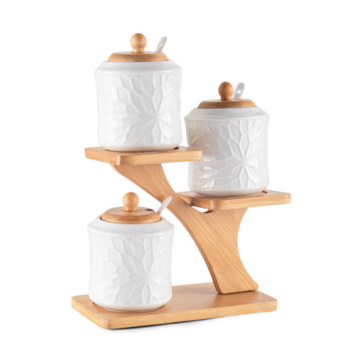 3 Pcs Jar with Bamboo Stand