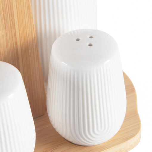 4 Pcs Cruet Set with Bamboo Tray - Image 6