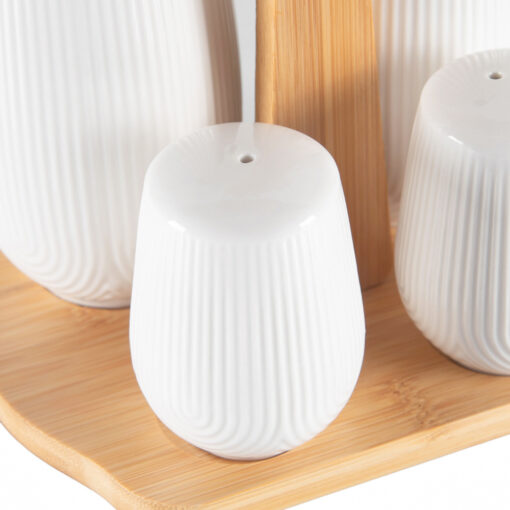 4 Pcs Cruet Set with Bamboo Tray - Image 7