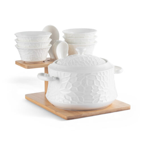 Soup Set For 6 with Bamboo Stand