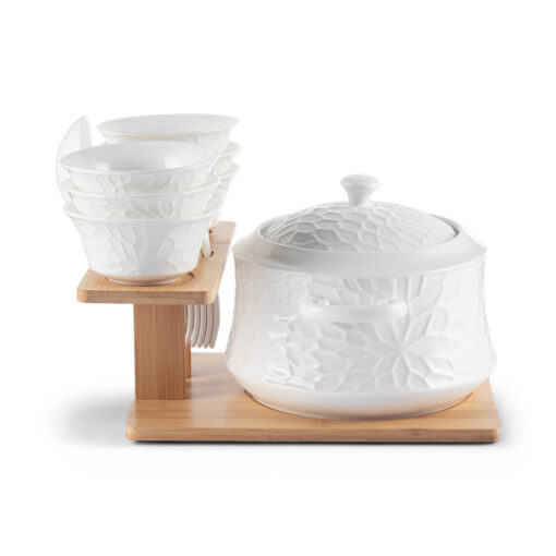 Soup Set For 6 with Bamboo Stand - Image 4