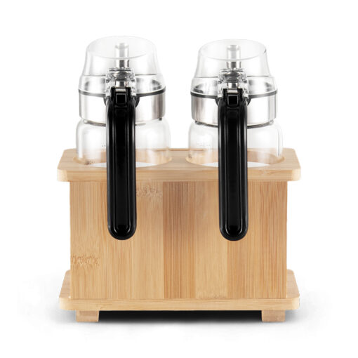 2 Pcs Glass Oil Bottle with Bamboo Stand - Image 5