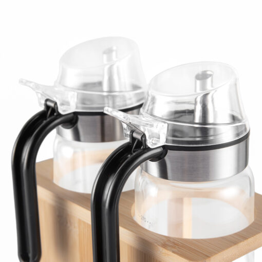 2 Pcs Glass Oil Bottle with Bamboo Stand - Image 7