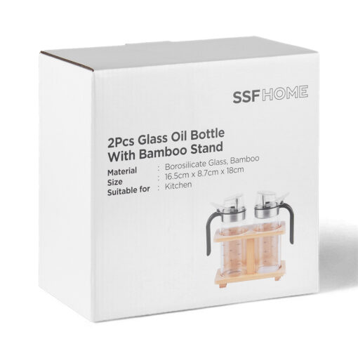 2 Pcs Glass Oil Bottle with Bamboo Stand - Image 15
