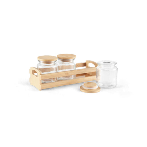 3 Pcs Glass Jar with Bamboo Stand - Image 3