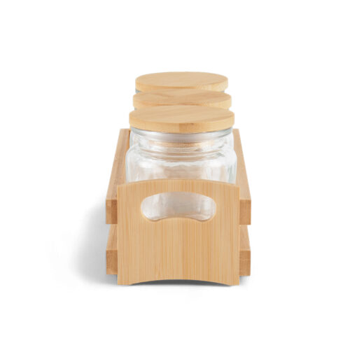 3 Pcs Glass Jar with Bamboo Stand - Image 4