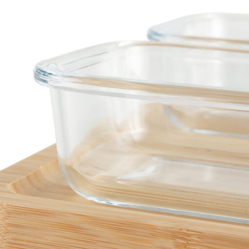 4 Pcs Glass Container with Bamboo Tray Set - Image 4