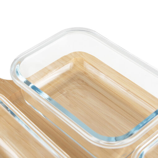 4 Pcs Glass Container with Bamboo Tray Set - Image 5