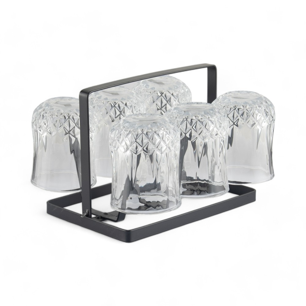 6 Pcs Glass Set with Iron Stand
