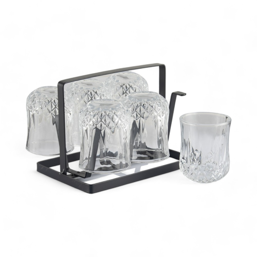 6 Pcs Glass Set with Iron Stand - Image 2