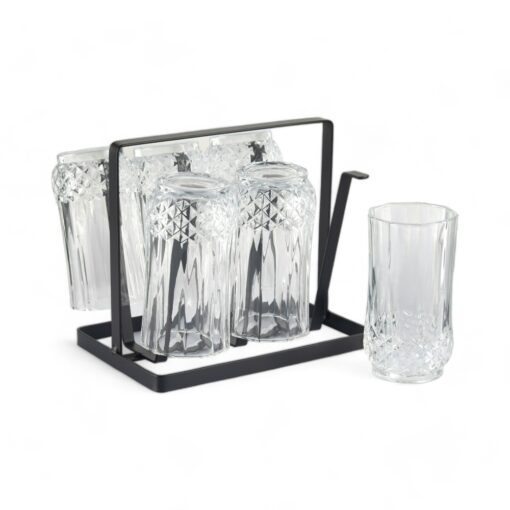 6 Pcs Glass Set with Iron Stand - Image 2