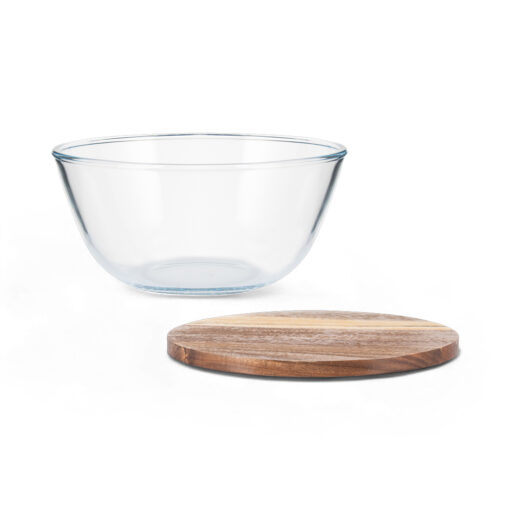 Glass Bowl with Acacia Lid - Image 2