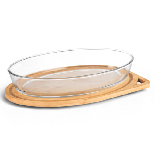 Glass Baking Dish with Bamboo Tray