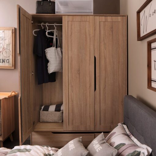 Rustic Scandinavian Wardrobe (3 Doors 2 Drawers) - Image 2