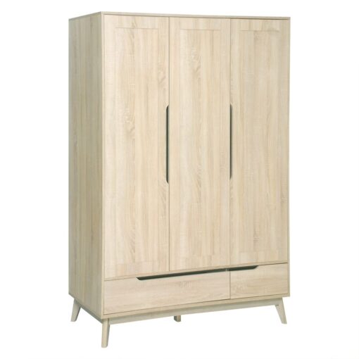 Rustic Scandinavian Wardrobe (3 Doors 2 Drawers)