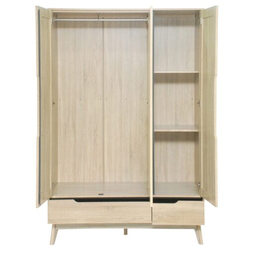 Rustic Scandinavian Wardrobe (3 Doors 2 Drawers) - Image 6