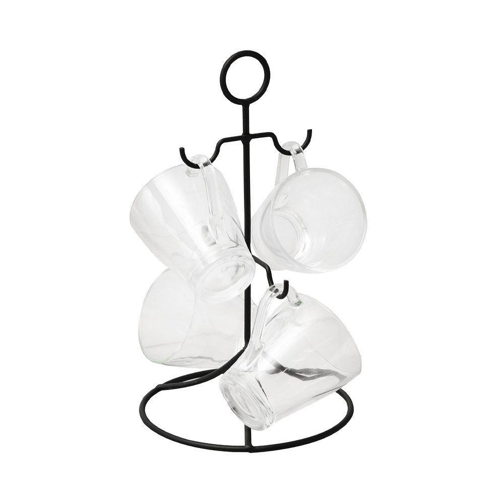 Juice Glass Set with Iron Stand 4Pcs