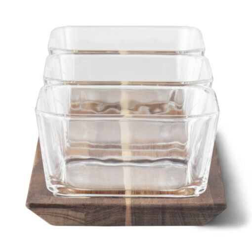 3 Pcs Glass Bowl Set with Wooden Tray - Image 4