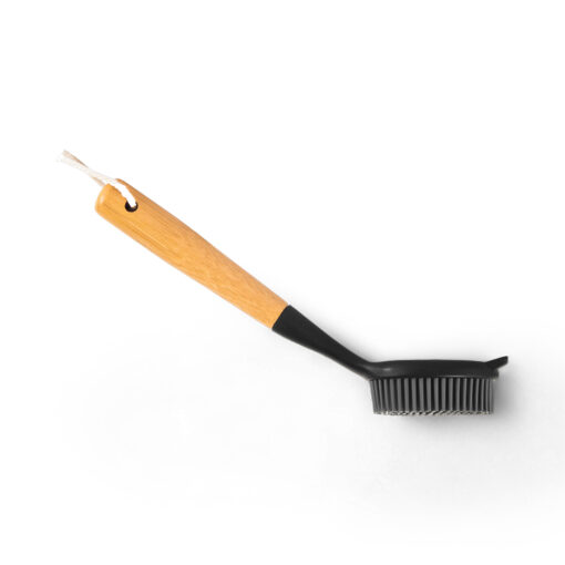 Dish Brush with TPR Bristle Bamboo Handle (H27cm) - Image 3