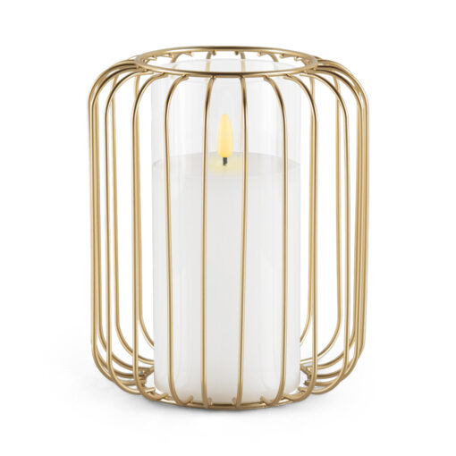 Metal Wire Lantern with LED Candle (H18cm) - Image 2