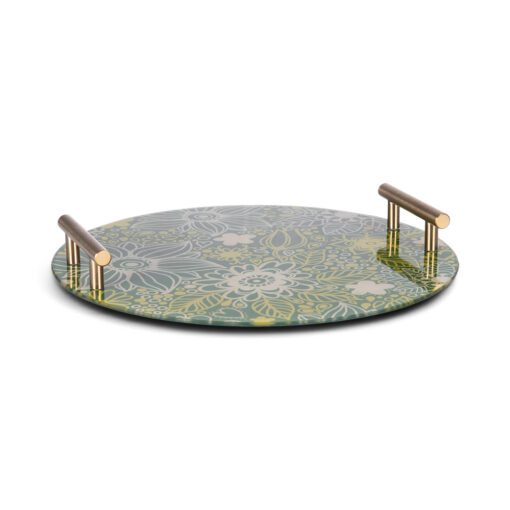 Round Glass Tray with Handle