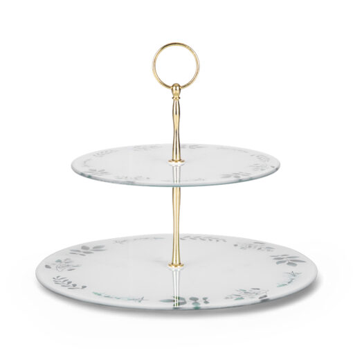 2 Tier Cake Rack with Gold Handle (H23cm) - Image 2