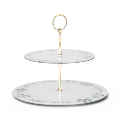 2 Tier Cake Rack with Gold Handle (H23cm)