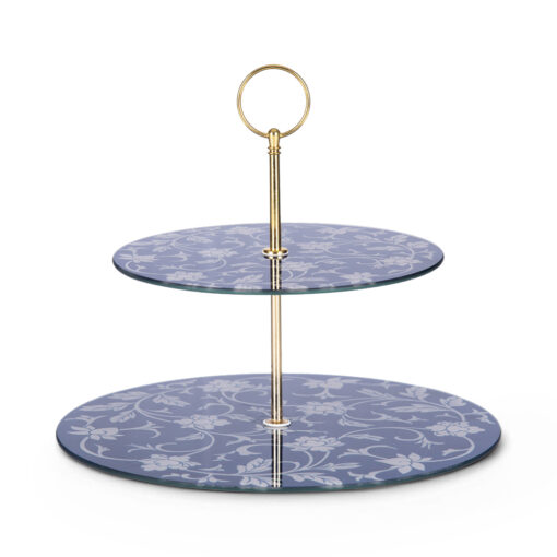 2 Tier Cake Rack with Gold Handle (H23cm) - Image 2