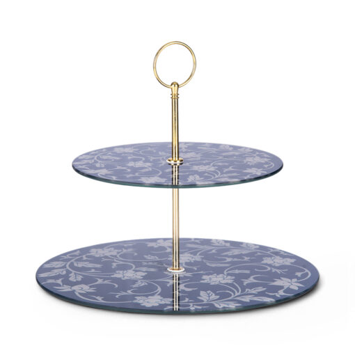 2 Tier Cake Rack with Gold Handle (H23cm)