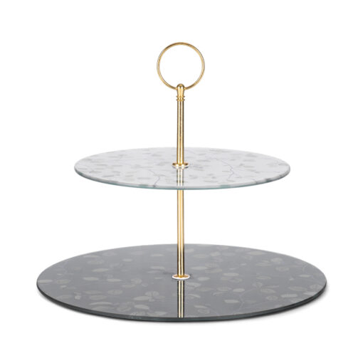 2 Tier Cake Rack with Gold Handle (H23cm) - Image 2