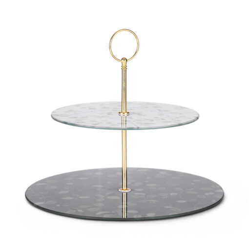 2 Tier Cake Rack with Gold Handle (H23cm)