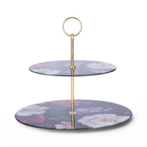 2 Tier Cake Rack with Gold Handle (H23cm) - Image 2
