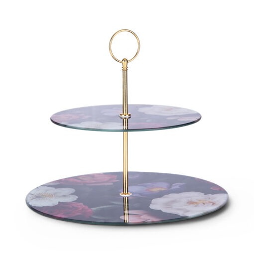 2 Tier Cake Rack with Gold Handle (H23cm)