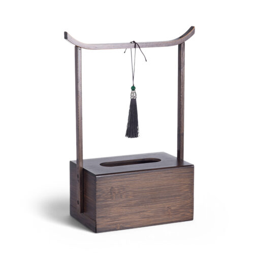 Bamboo Tissue Box with Handle (H33cm)