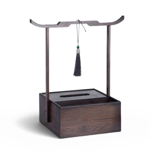 Bamboo Tissue Box with Handle (H34cm)