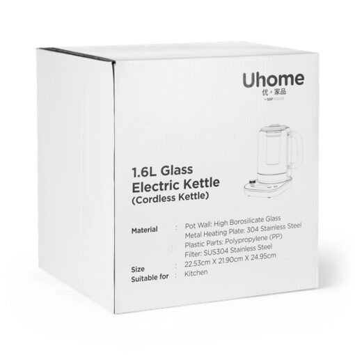 Uhome Cordless Glass Electrical Kettle (1.6L) - Image 24