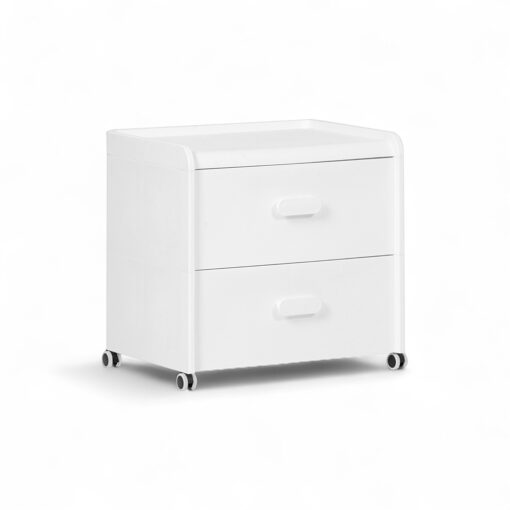 Diaz Bedside Table with Wheels (2 Drawers)