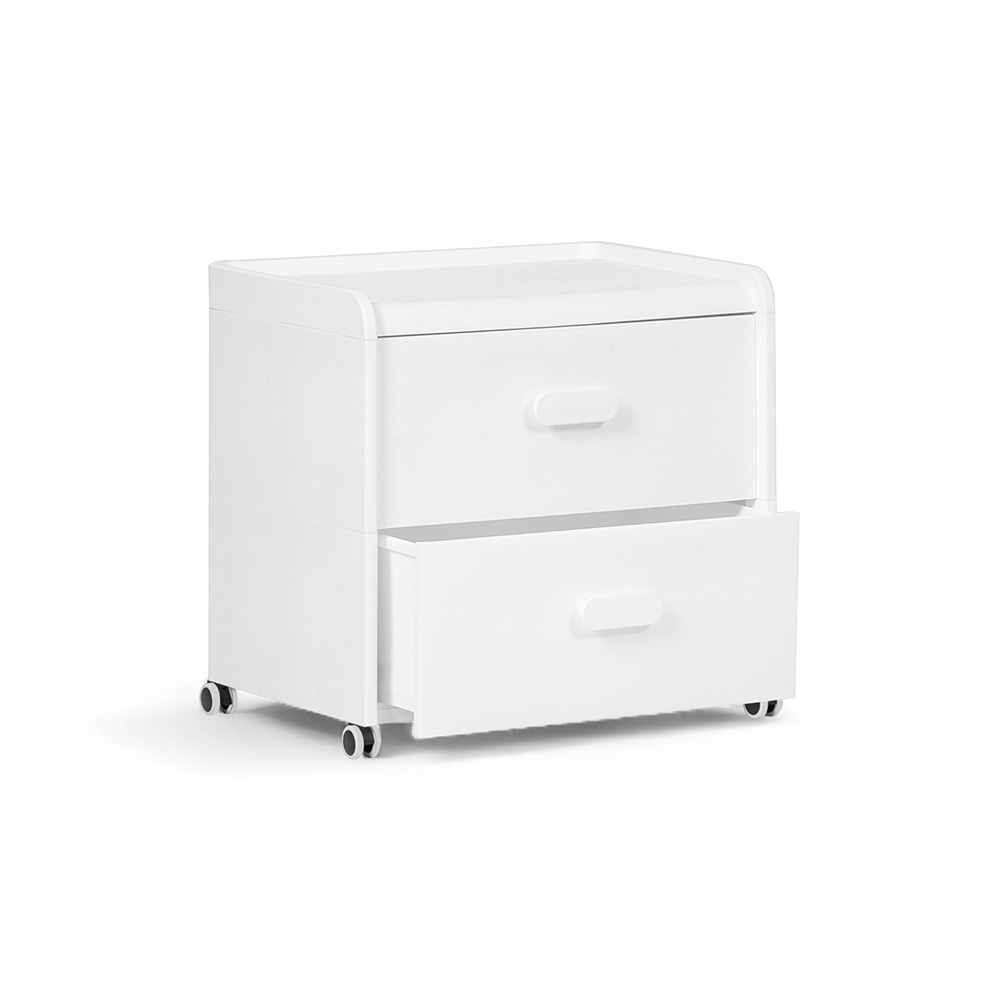 Diaz Bedside Table with Wheels (2 Drawers) - Image 2