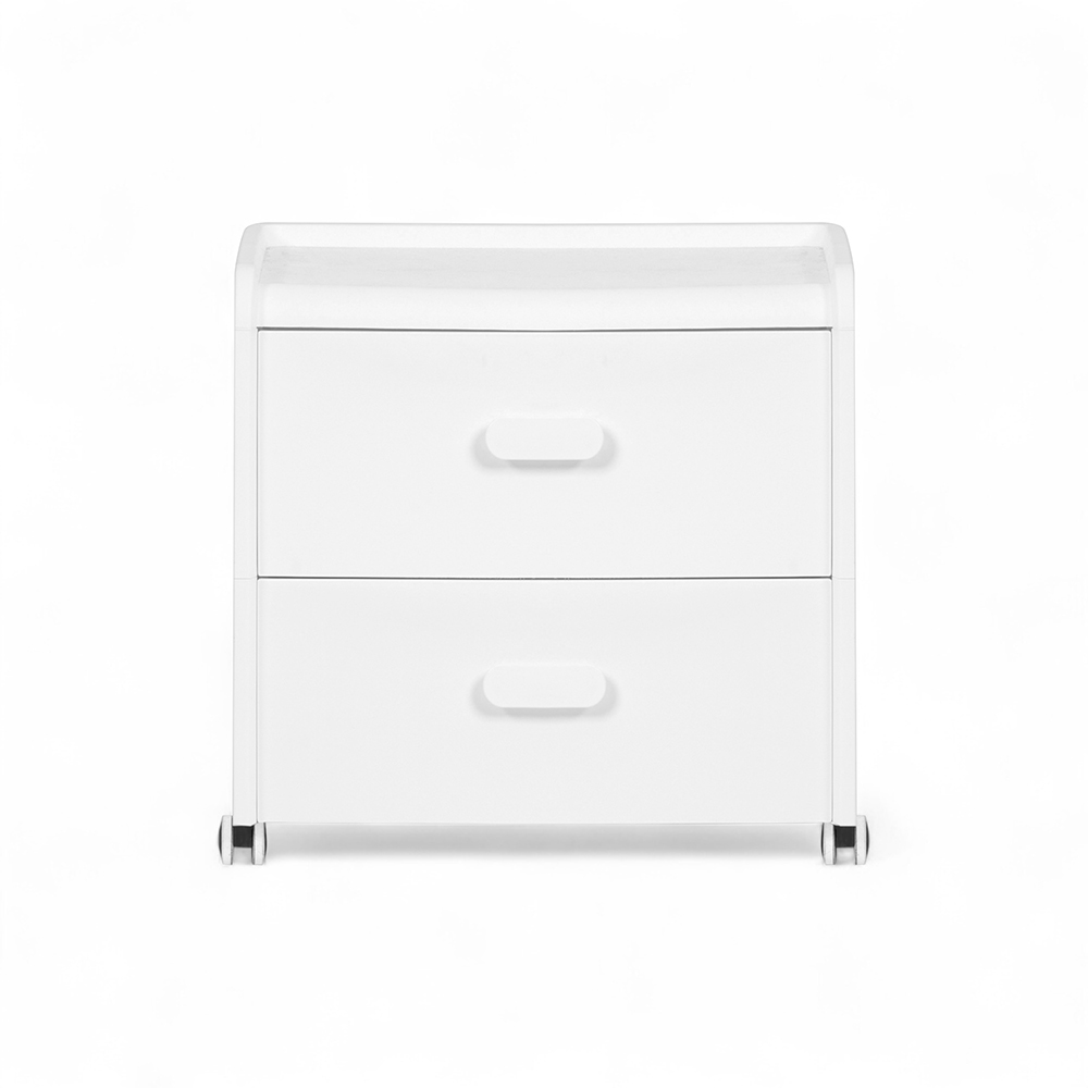 Diaz Bedside Table with Wheels (2 Drawers) - Image 3