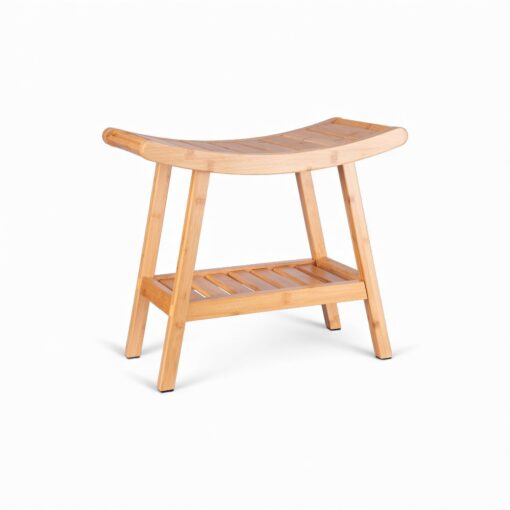Bamboo Stool with Storage Shelf