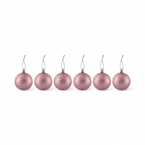 6 Pcs Glitter Christmas Hanging Balls (6cm)