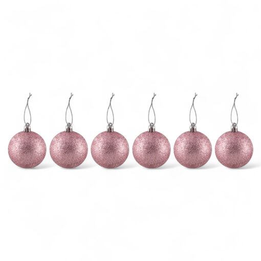 6 Pcs Glitter Christmas Hanging Balls (8cm)